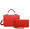 2 IN 1 Quilted Top Handle Shoulder Bag with Wallet