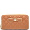 Quilted Double Zipper Bow Design Classic Wallet