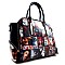 Magazine Print Zipper End Accented Tote - Hot