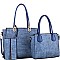 Hardware Accent Textured 3 in 1 Twin Tote Value Set