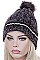 PACK OF 12 FASHION FLEECE LINED POMPOM BEANIES