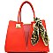 Scarf Accented Neon Color Tote