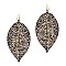 TRENDY ACCENTED COLOR-COATED METAL FILIGREE LEATHER SHAPE EARRINGS MH-XE2270