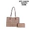 2-IN1 Oval Pattern Large Size Shoulder Tote Bag w Wallet Set