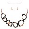 XS0793-LP Glass Bead 18" Wire Wrap Open-cut Metal Statement Necklace SET