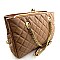 Kiss-Snap Clutch Frame Tripple Compartment Quilted Shoulder Bag