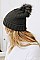 FAUX FUR SHERPA LINING POM BEANIE