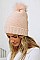 FAUX FUR SHERPA LINING POM BEANIE