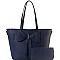 Monogram Bow Accent Shopper Tote Wallet SET