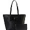Monogram Bow Accent Shopper Tote Wallet SET