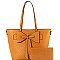 Monogram Bow Accent Shopper Tote Wallet SET