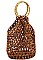 FASHION NATURAL BEAD AND BAMBOO HANDLE TOTE BAG