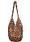 DESIGNER CHIC NATURAL BEAD WOVEN SHOULDER BAG