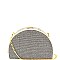 YX507-LP Textured Fabric Half-Moon Frame Clutch