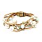 ZB1047-LP Plastic Pearl Glass Bead Leather Bracelet