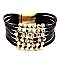 ZB1274-LP Metal Stud Accent Layered Leather Bracelet