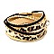 ZB1299-LP Leopard Print Fur Leather Layered Bracelet