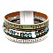 ZB1302-LP Glass Bead Message Multi-layered Leather Bracelet