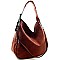 Chain Accented Faux Leather Fashion Hobo