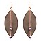 ZE1429-LP Semi Bead Leather Oval Earring