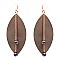 ZE1429-LP Semi Bead Leather Oval Earring