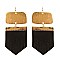 ZE1460-LP Brushed Metal Leather Fringe Earring