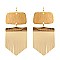 ZE1460-LP Brushed Metal Leather Fringe Earring