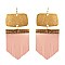 ZE1460-LP Brushed Metal Leather Fringe Earring