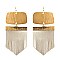 ZE1460-LP Brushed Metal Leather Fringe Earring