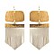 ZE1460-LP Brushed Metal Leather Fringe Earring