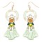 Acrylic Jade Rhinestone Tassel Drop Earring ZE1915-LP