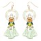 Acrylic Jade Rhinestone Tassel Drop Earring ZE1915-LP