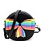Multi-colored Striped Bow Accent Round Shoulder Bag