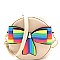 Multi-colored Striped Bow Accent Round Shoulder Bag
