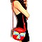 Multi-colored Striped Bow Accent Round Shoulder Bag