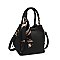 Leather Like Scarfed Celebrity Bucket Satchel Bag