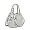 Leather Like Scarfed Celebrity Bucket Satchel Bag