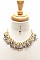STYLISH LUSH STONES AND CHAINS STATEMENT NECKLACE AND EARRING SET JYZS-0581
