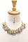STYLISH LUSH STONES AND CHAINS STATEMENT NECKLACE AND EARRING SET JYZS-0581