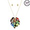 ZS0993-LP Metal Leaf Charm Layer Leather Leaf Necklace SET