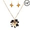 Metal Flower Charm Layer Leather Flower Necklace SET ZS0996-LP