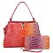 2- In1 Tie-Dye Croc -V- Emblem Bucket - Shoulder Handbag with Wallet