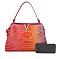 2- In1 Tie-Dye Croc -V- Emblem Bucket - Shoulder Handbag with Wallet