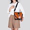 Croc Skin Twist Flap Bucket Bag