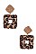 BEADED ANIMAL PRINT SQUARE DROP EARRING