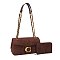 2-in-1 Quilted Suede Shoulder Bag & Wallet Set