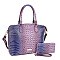 Tie-Dyed Crocodile Satchel Set with Wallet