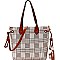 String Accent Plaid Pattern Shopper Tote Wallet SET MH-AGZ6921