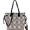 String Accent Plaid Pattern Shopper Tote Wallet SET MH-AGZ6921