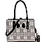 Bow Accent Plaid Pattern BOUTIQUE Satchel Wallet SET